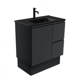 Fienza 750mm Dolce Matte Black Top Fingerpull Satin Black Kickboard Vanity